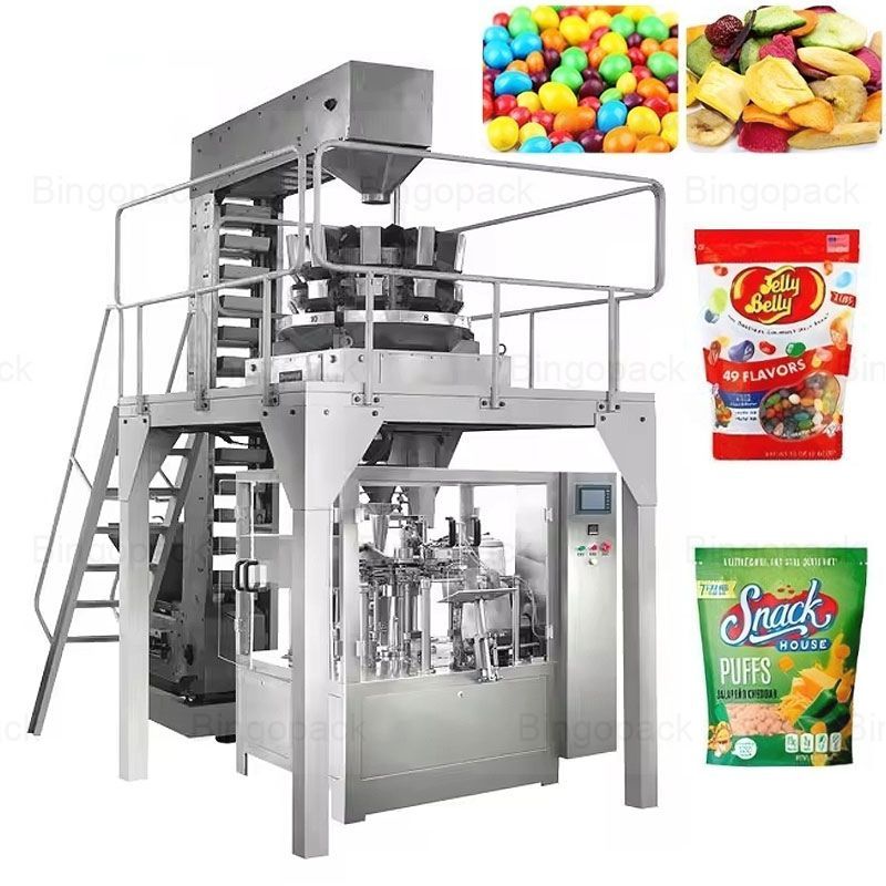 Multi Heads Weigher Granule Rotary Stand Up Premade Pouch Packing Machine