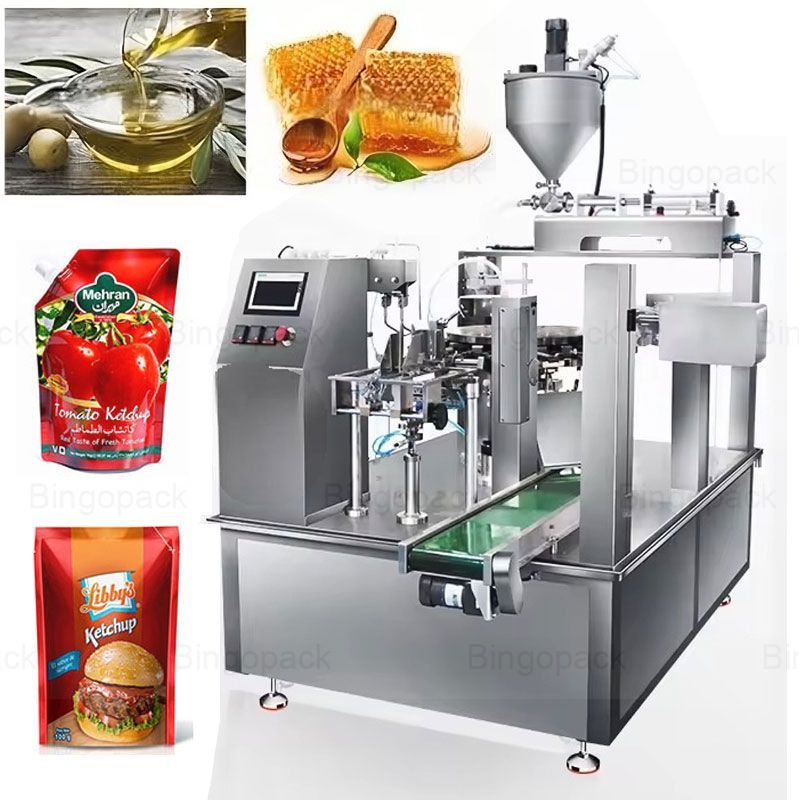 Automatic Liquid Rotary Stand Up Premade Pouch Doypack Packing Machine